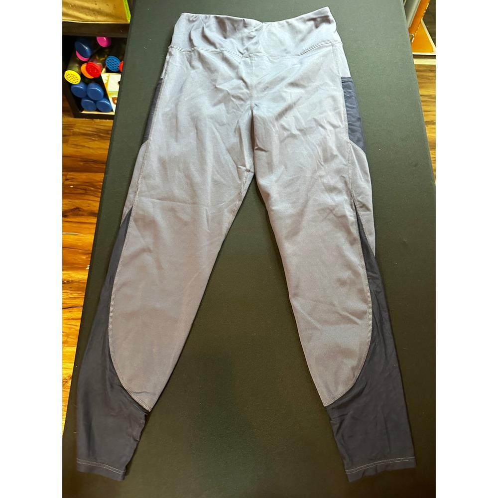Walkpop Womens Gray Mesh Panel Active Leggings Side Pockets Size M WP0045